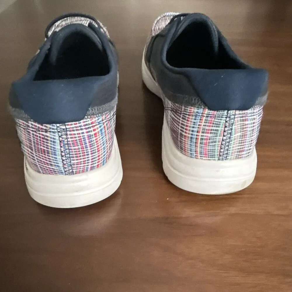 Skechers On-The-Go GOga Mat Comfort Plaid Navy Textile Lace-Up Sneaker 9.5
